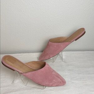 Madewell Remi Suede Point Toe Slip On Flat Mules Berry Pink
